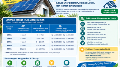 Harga PLTS Atap Rumah 2026: Biaya 3 kWp dan 5 kWp