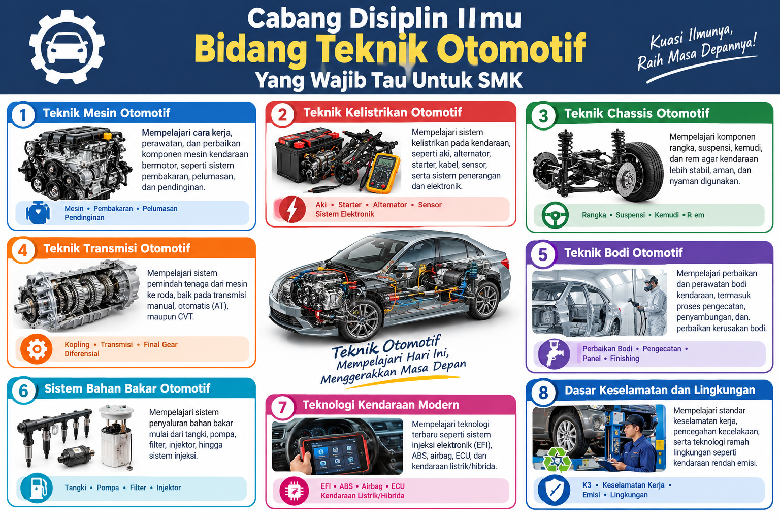 Cabang Disiplin Ilmu Bidang Teknik Mesin Otomotif Yang Wajib Tau Untuk SMK